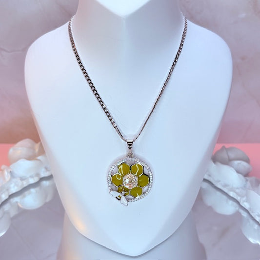 silver kiana honey bee necklace