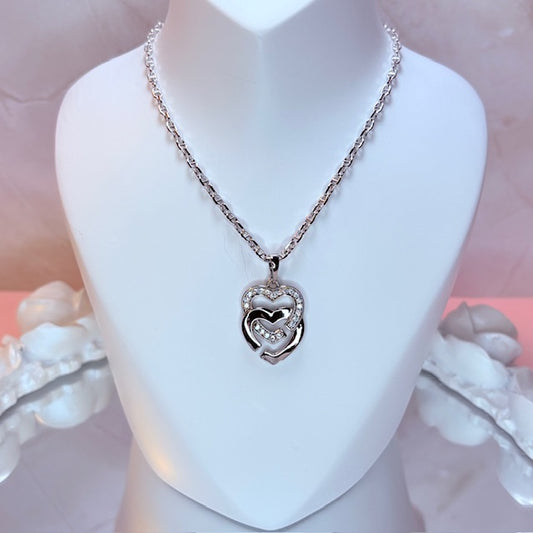 silver lani double heart necklace