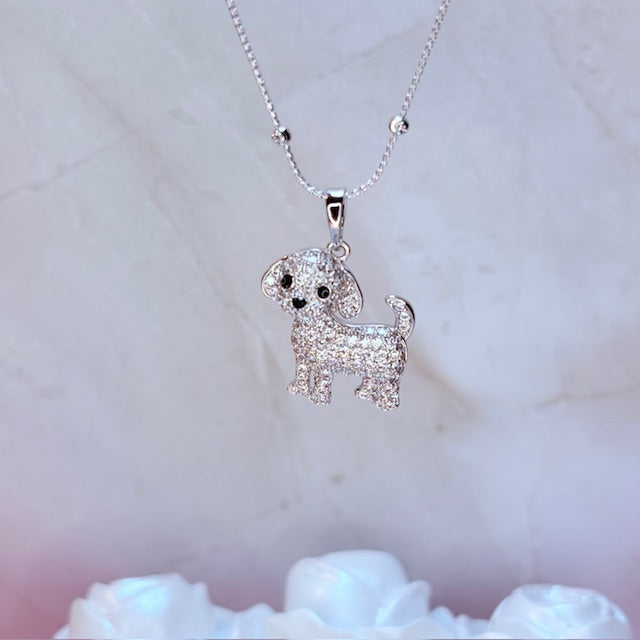 silver leilani puppy necklace