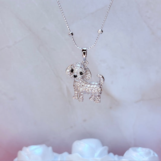 silver leilani puppy necklace
