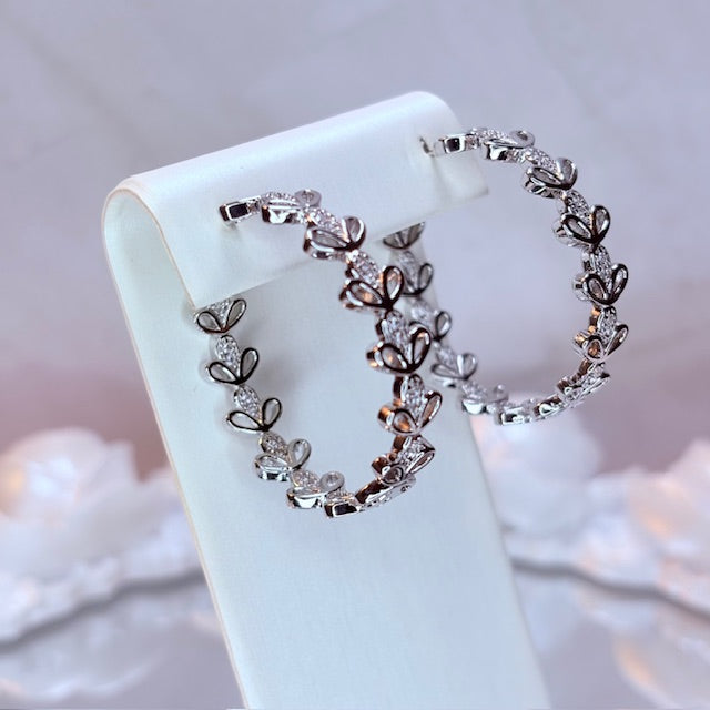 silver luxe floral vine hoop earrings