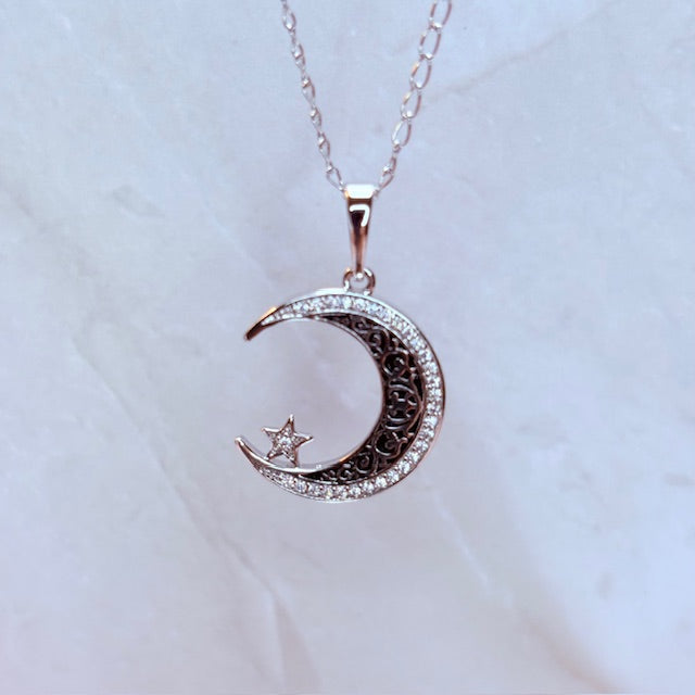 silver mahina moon necklace
