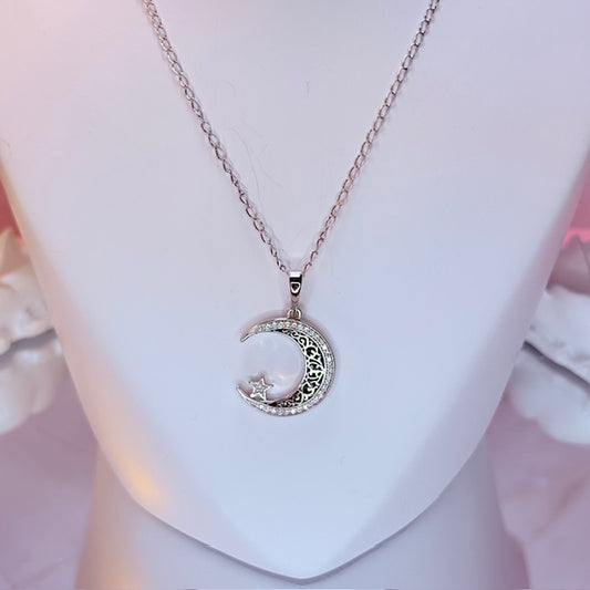 silver mahina moon necklace