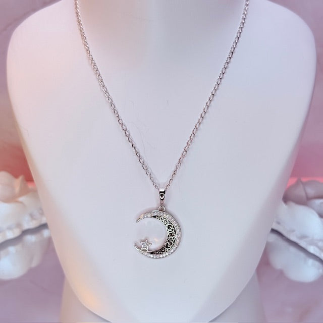 silver mahina moon necklace