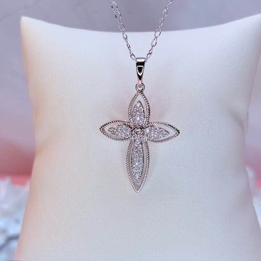 silver malia dainty cross necklace