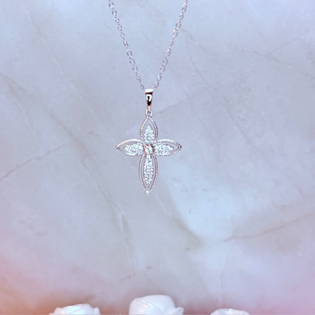 silver malia dainty cross necklace