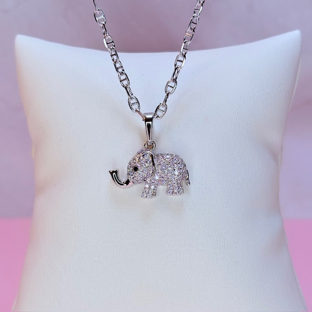 silver mini elephant necklace