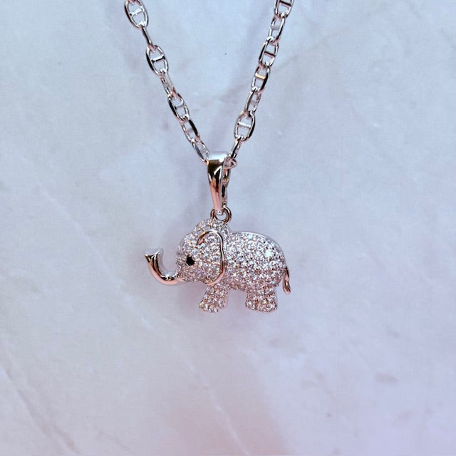 silver mini elephant necklace