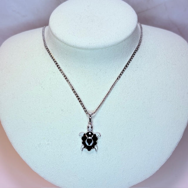 silver onyx tortoise necklace