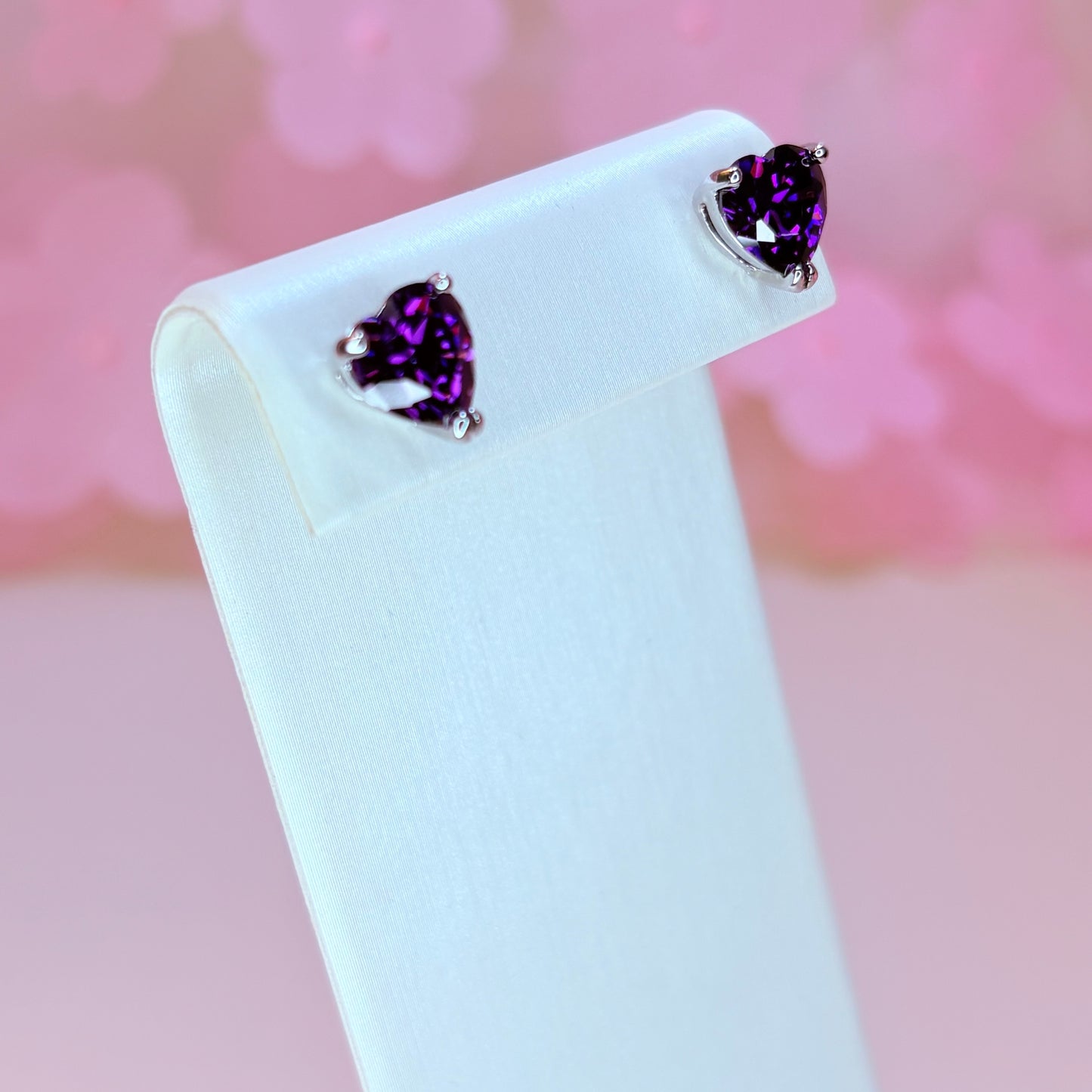 silver diamond heart earrings