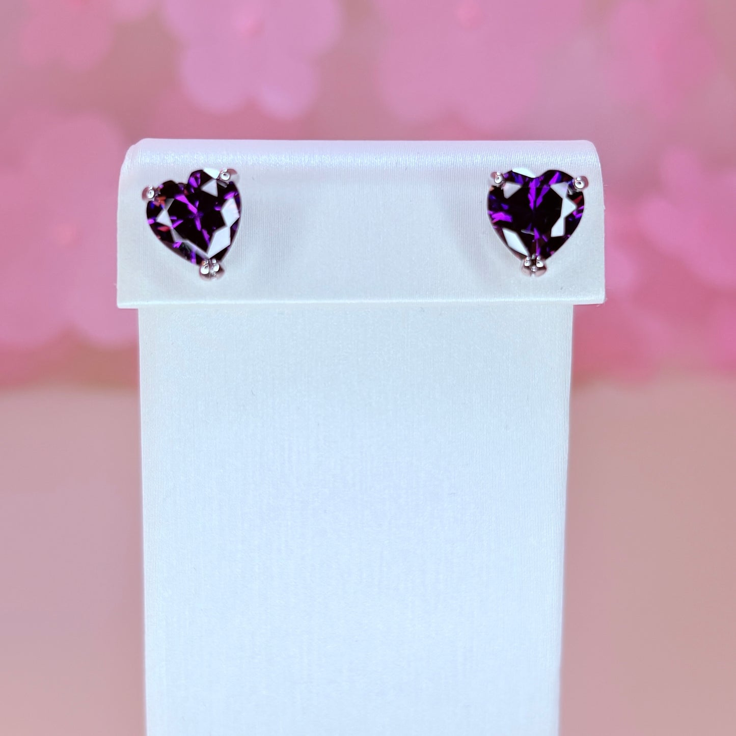 silver diamond heart earrings