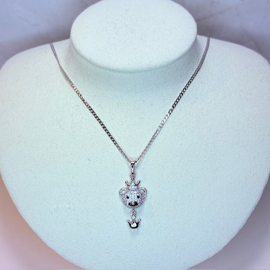 silver royal bear necklace
