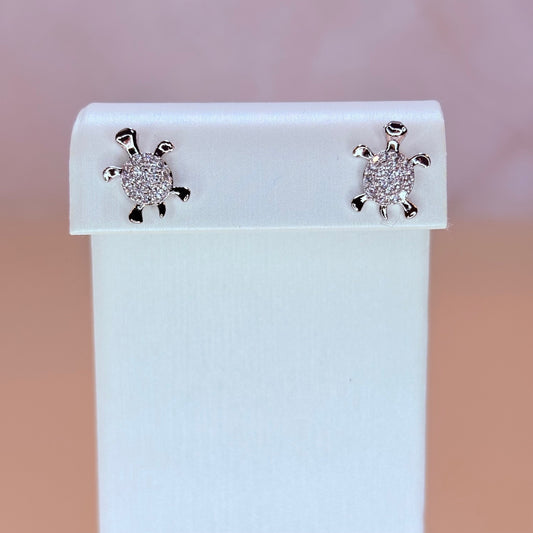 silver turtle earrings