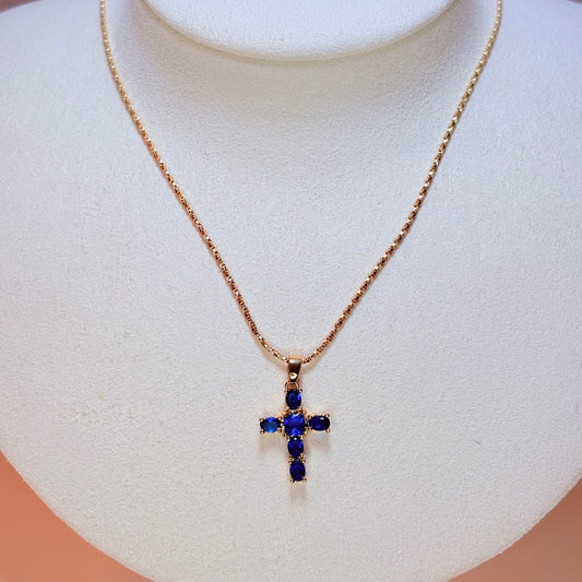 soledad blue mini cross necklace