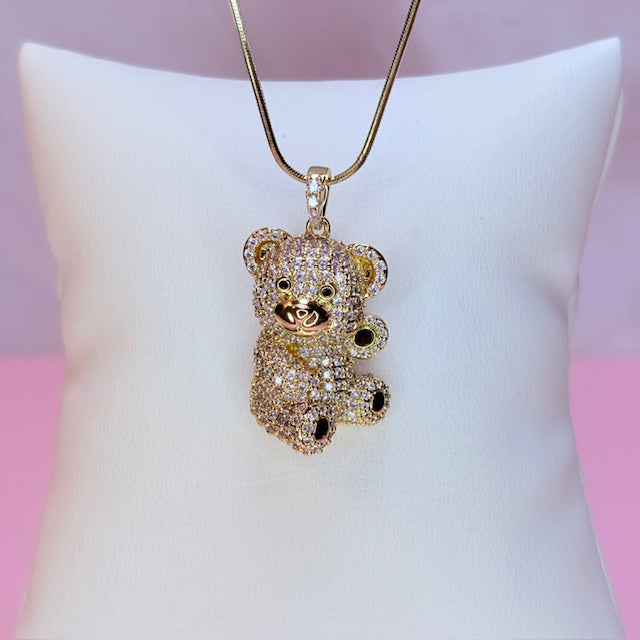 sparkle teddy bear necklace