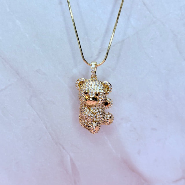 sparkle teddy bear necklace