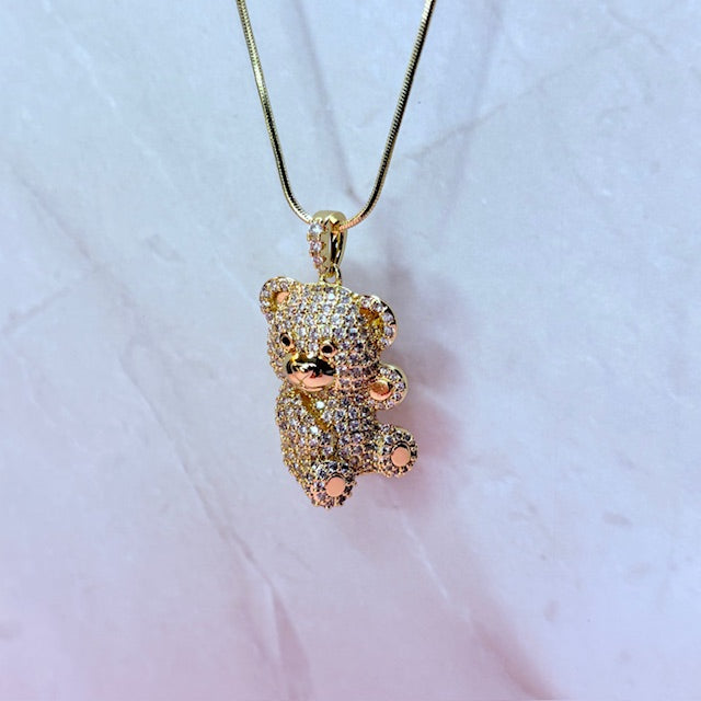 sparkle teddy bear necklace