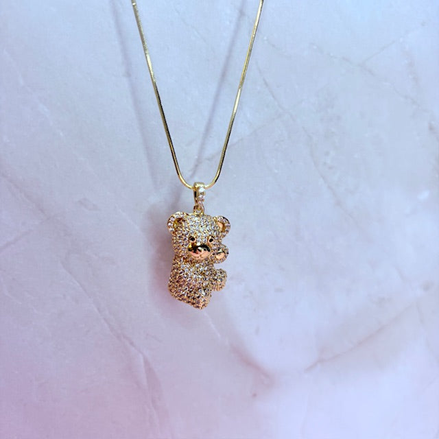 sparkle teddy bear necklace