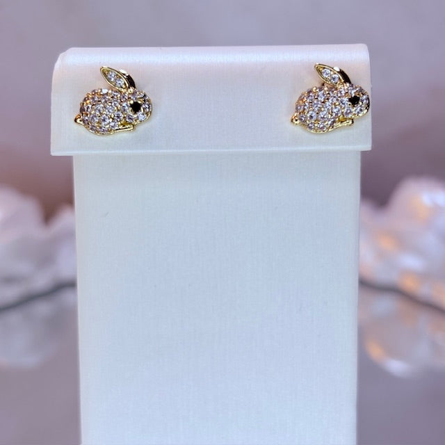 sparkly bunny stud earrings