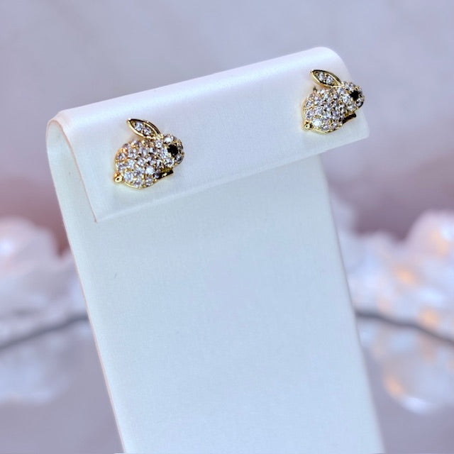 sparkly bunny stud earrings