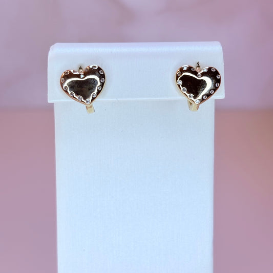 studded heart huggie earrings
