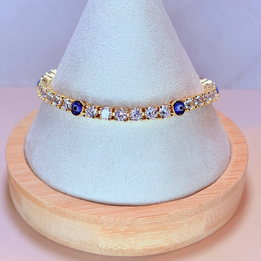 blue evil eye tennis bracelet