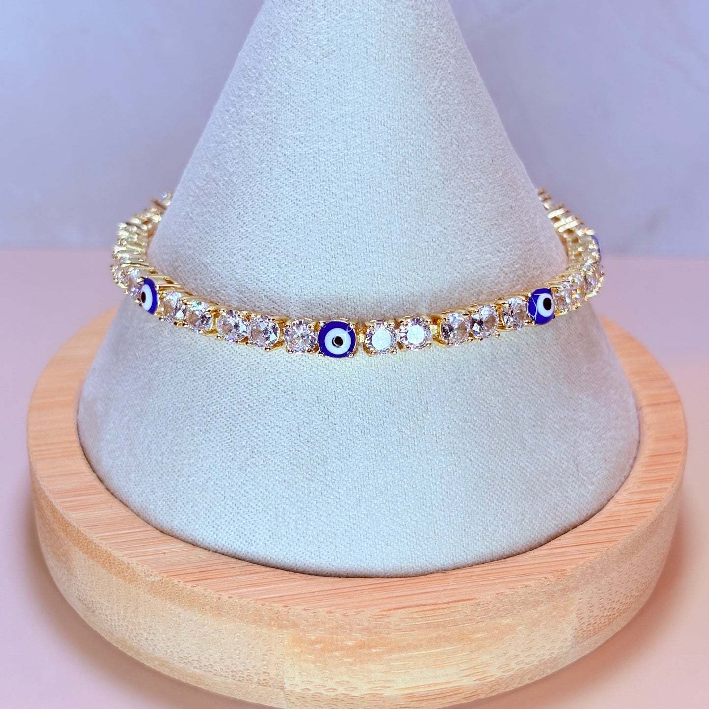 white evil eye tennis bracelet