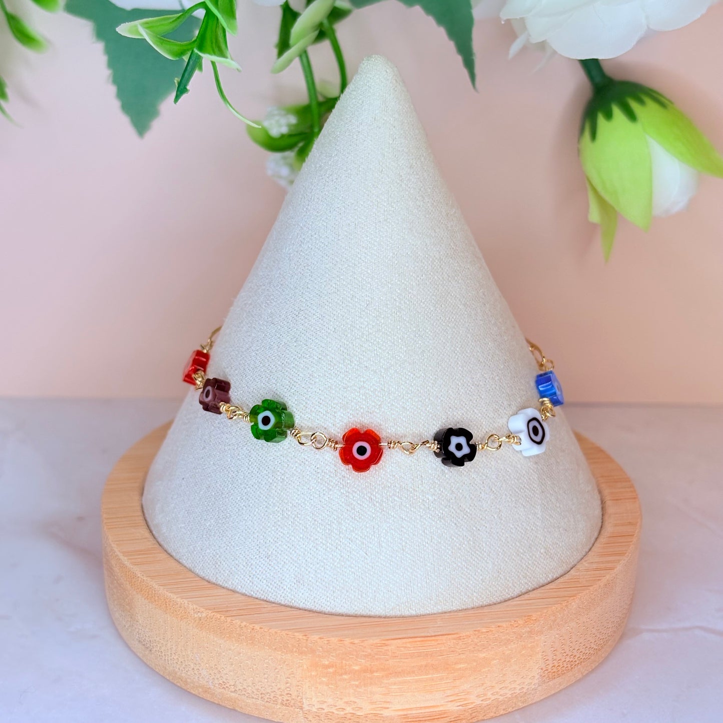 tilly flower evil eye bracelet