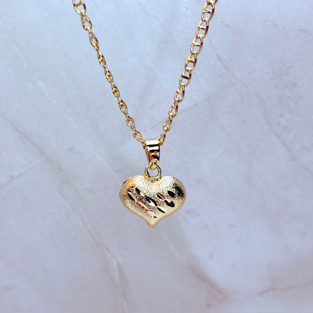 puffy glow heart necklace