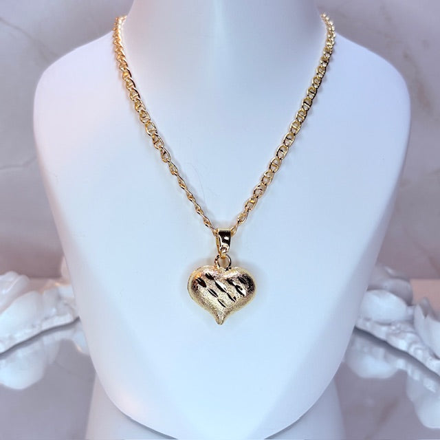 puffy glow heart necklace