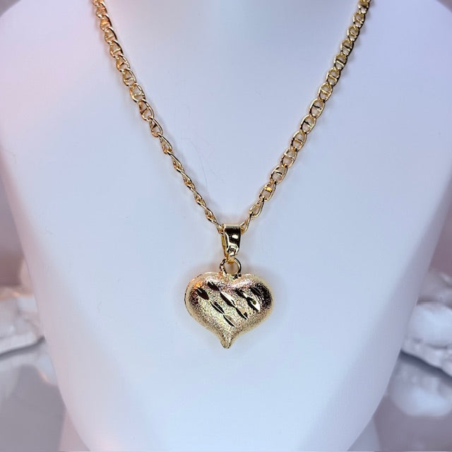 puffy glow heart necklace