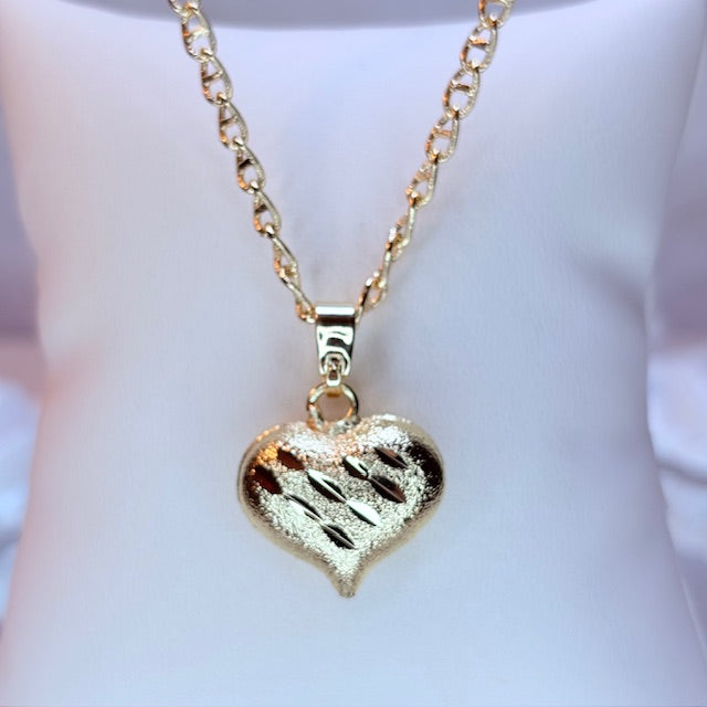 puffy glow heart necklace