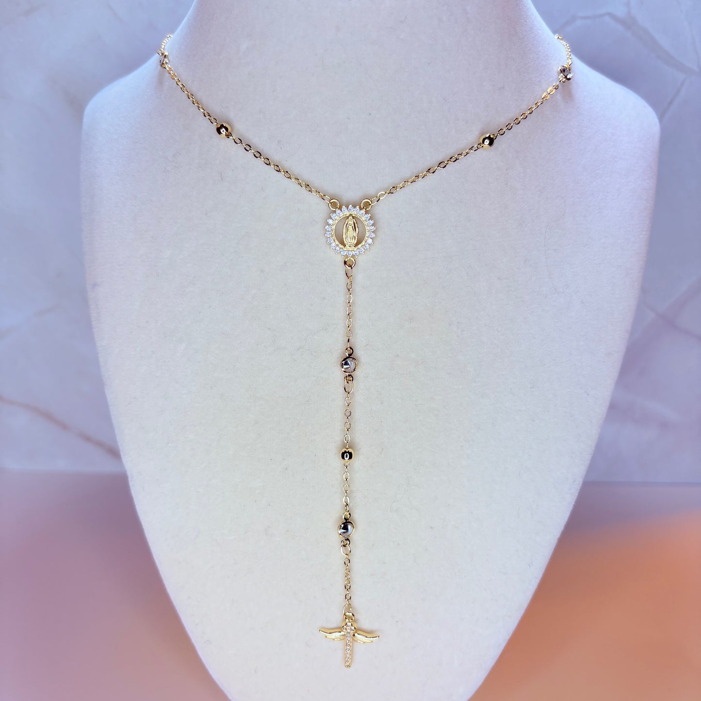 rosario de virgencita w/cross with wings