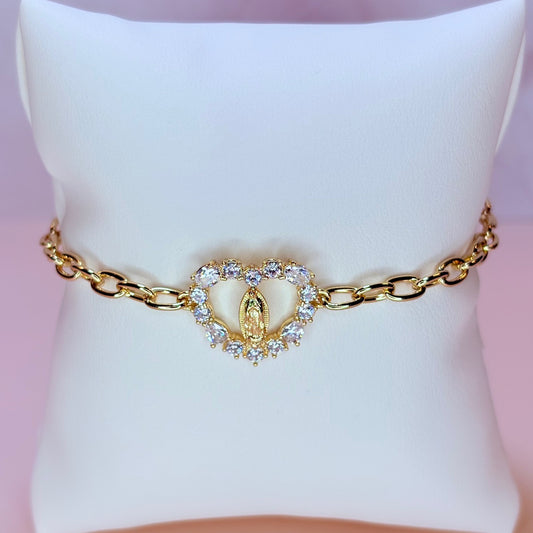 virgencita with hearts bracelet