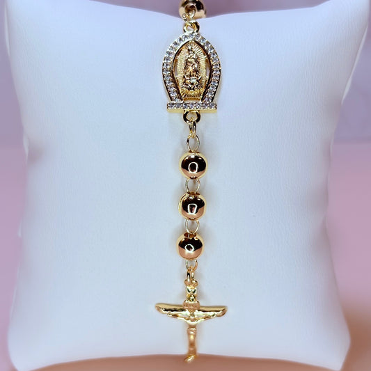 virgencita con cruz rosary style bracelet