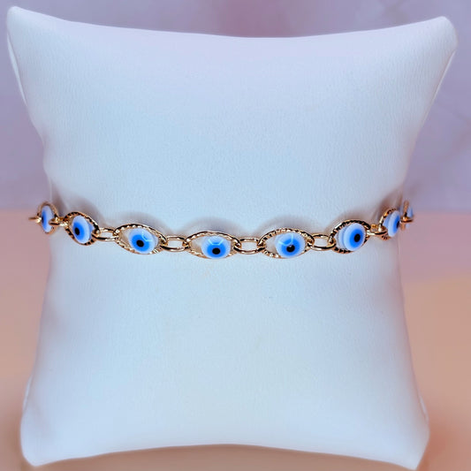 white evil eye bracelet